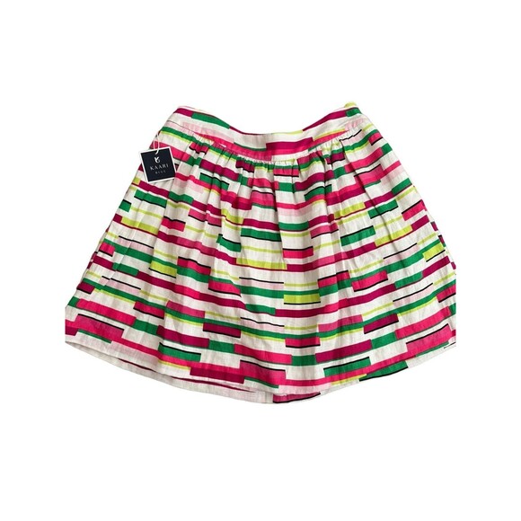 Kaari Blue Women's Colorful Striped 100% Linen‎ A-Line Full Skirt Size 10 NWT - Picture 1 of 8